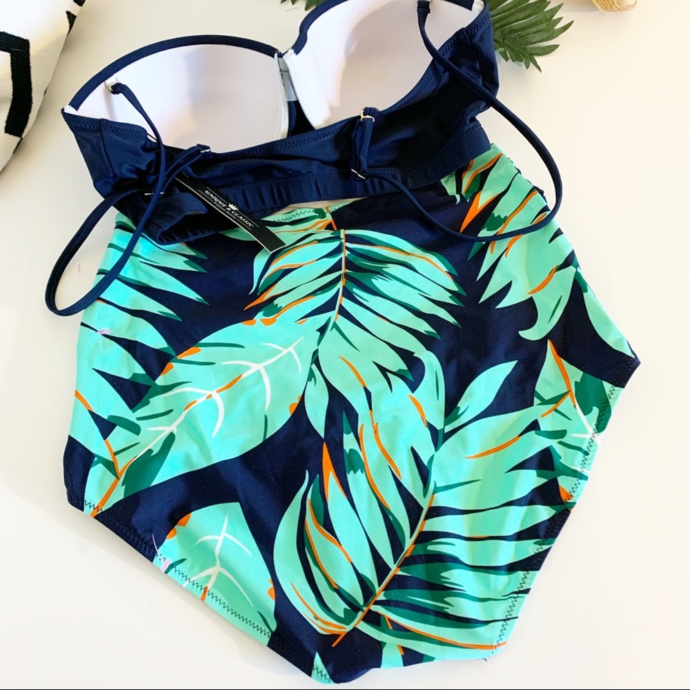 NWT Unique & Classic Palm Leaf High Waisted swim L - Picture 3 of 4